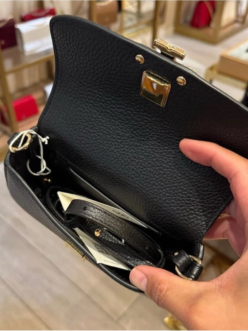 Tory Burch Black Pebbled Leather Crossbody with Gold Logo